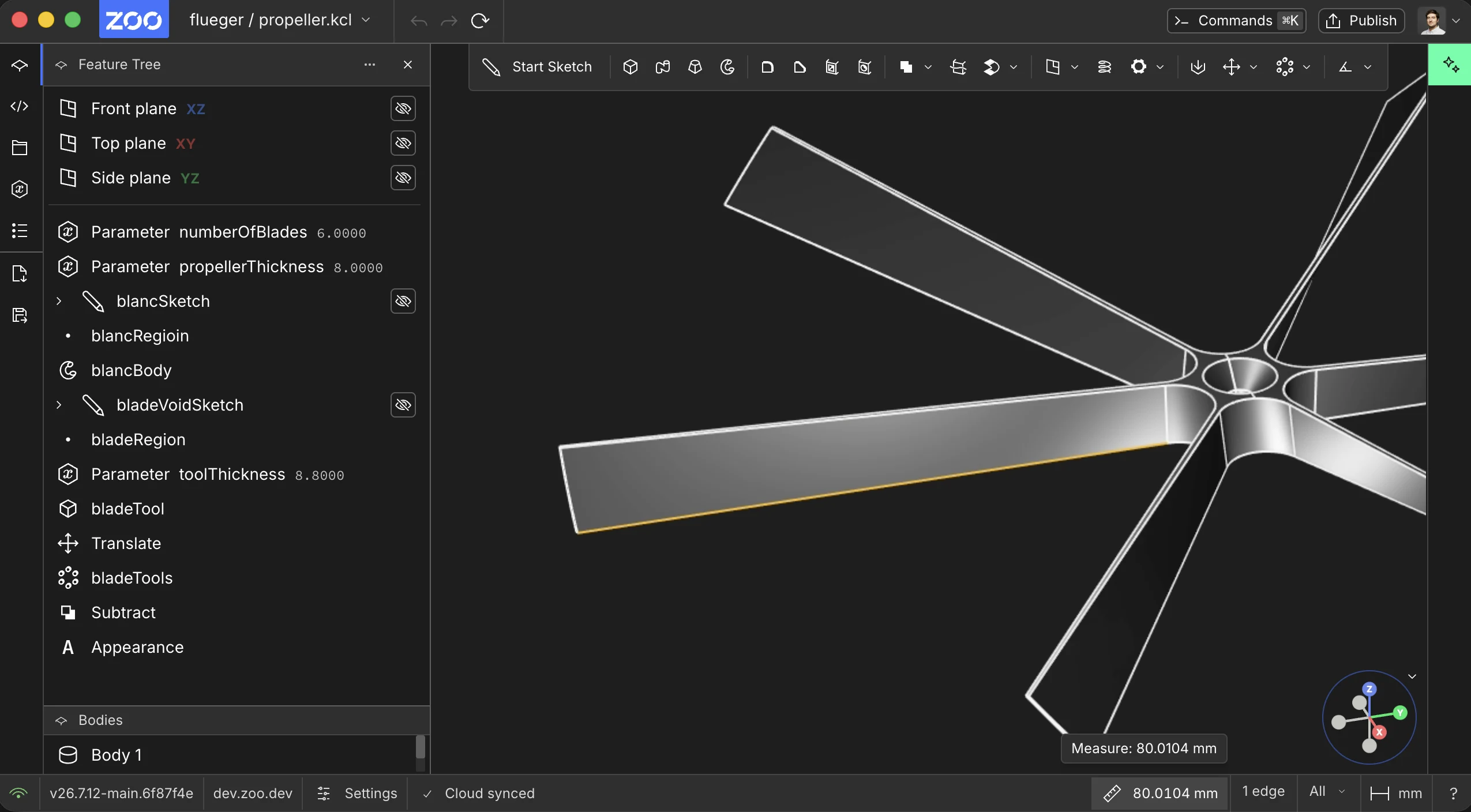 Measure tool button in the lower-right status bar