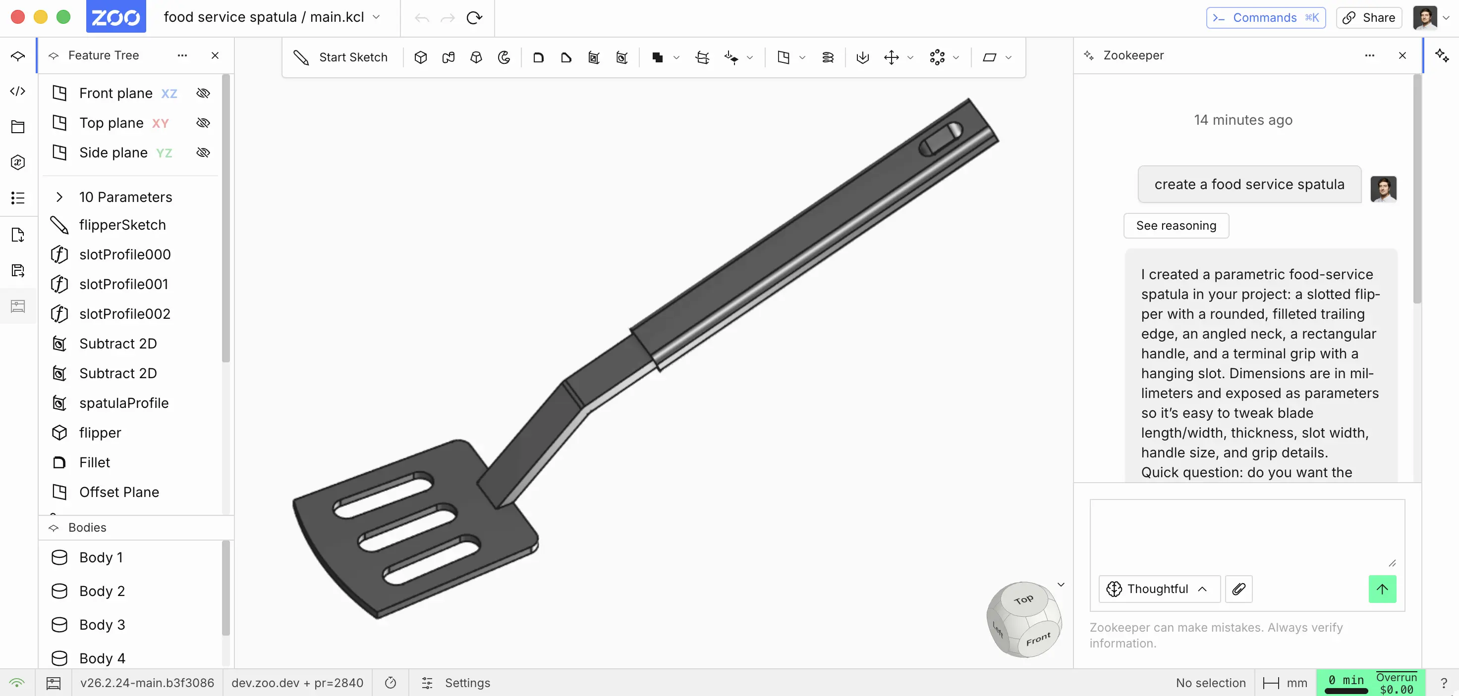 Voxel-derived vs parametric B-rep (spatula)